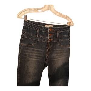 Refuge High Waist 3-Button Faux Pocket Blue Skinny Stretch Jeans Women's Size 4